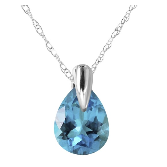 14K White Gold Necklace Natural Blue Topaz - Picture 1 of 2